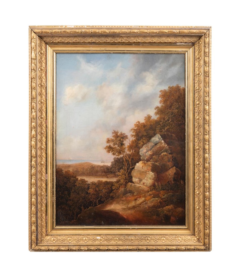 19TH C. HUDSON RIVER SCHOOL LANDSCAPE O/C (1 of 7)