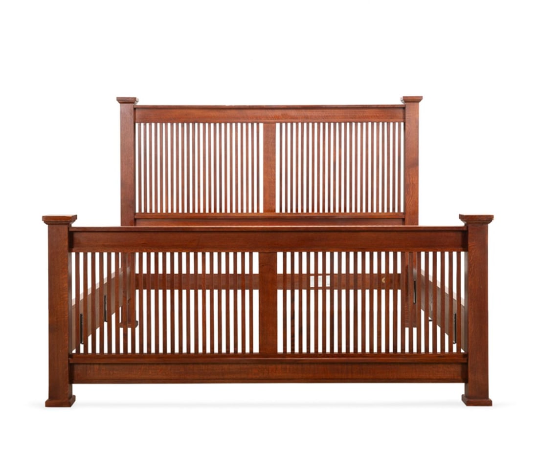 STICKLEY 'PRAIRIE' ARTS & CRAFTS OAK KING BED (1 of 7)