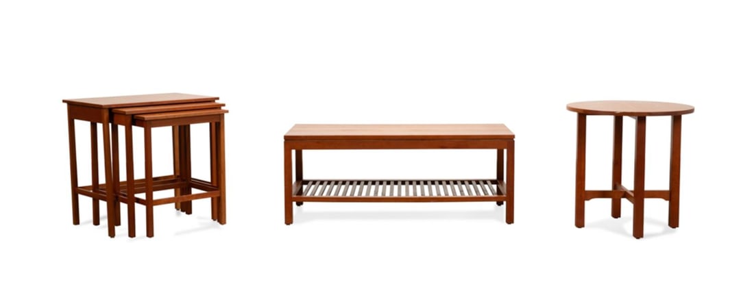 STICKLEY COCKTAIL TABLE AND TWO SIDE TABLES (1 of 19)