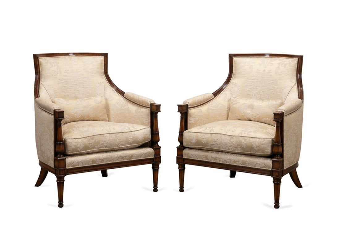 PAIR, RANDOLPH & HEIN BEIGE UPHOLSTERED ARMCHAIRS (1 of 8)