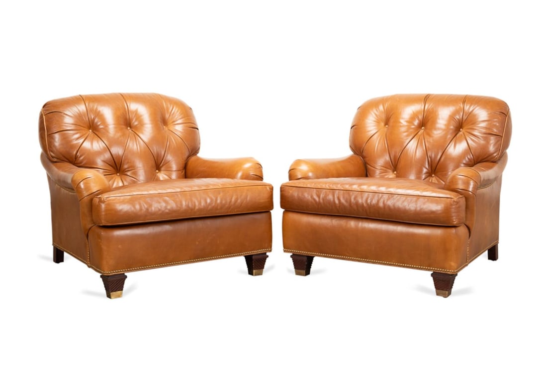 PR HANCOCK & MOORE LEATHER CLUB CHAIRS (1 of 8)