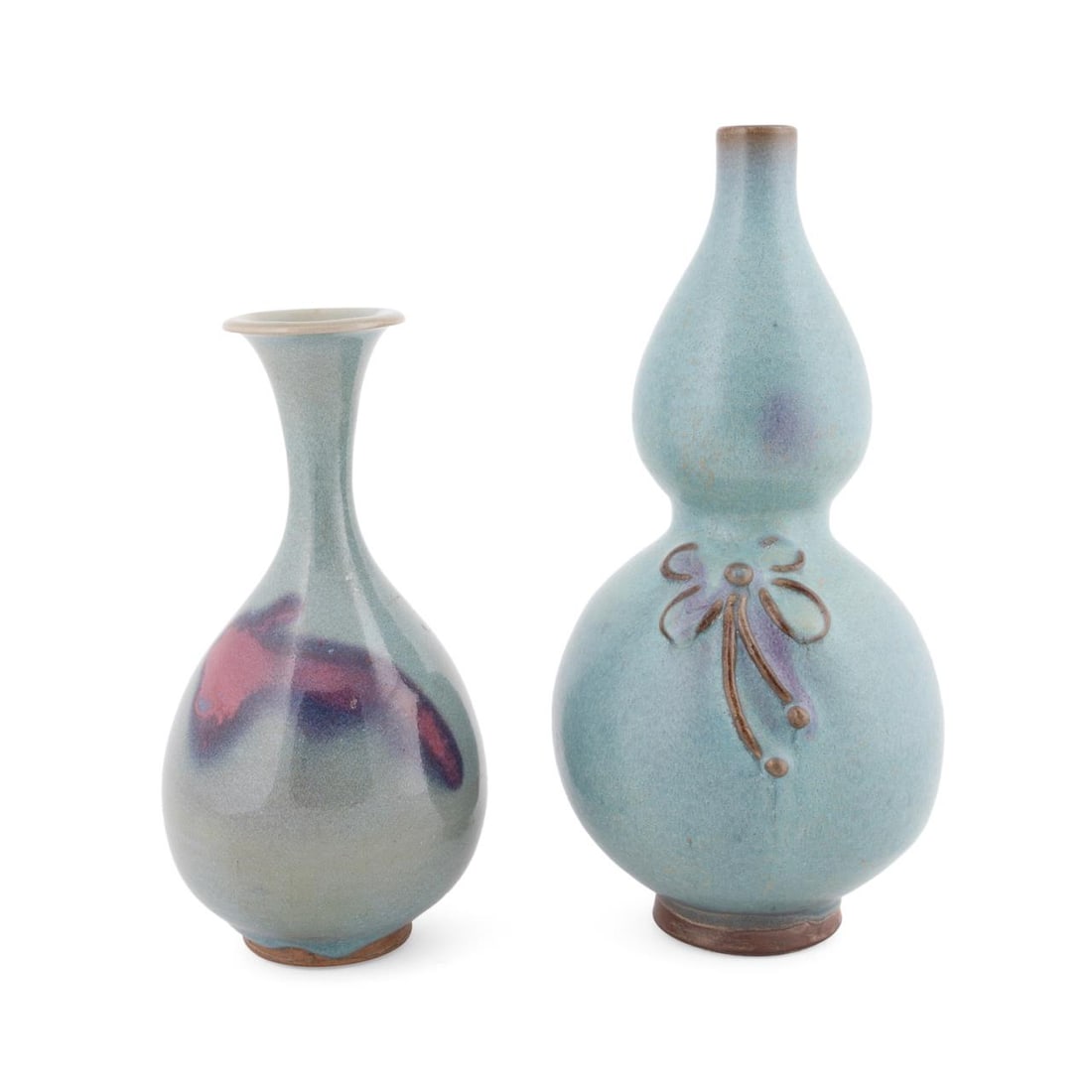 3PCS CHINESE CELADON & PURPLE GLAZED VASES (1 of 6)