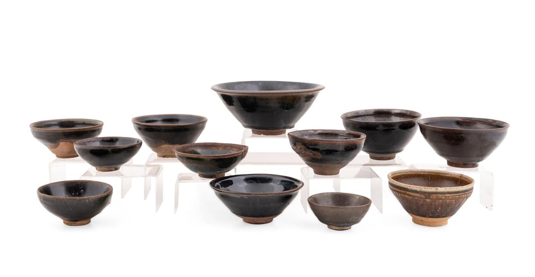 12PCS CHINESE HARE FUR BLACK & BROWN BOWLS (1 of 14)