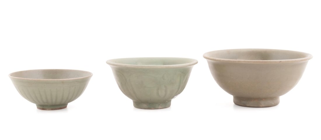 3PCS CHINESE GREEN CELADON BOWLS (1 of 7)