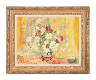 LE PHO, 'LES DAHLIAS BLANCS' STILL LIFE O/B