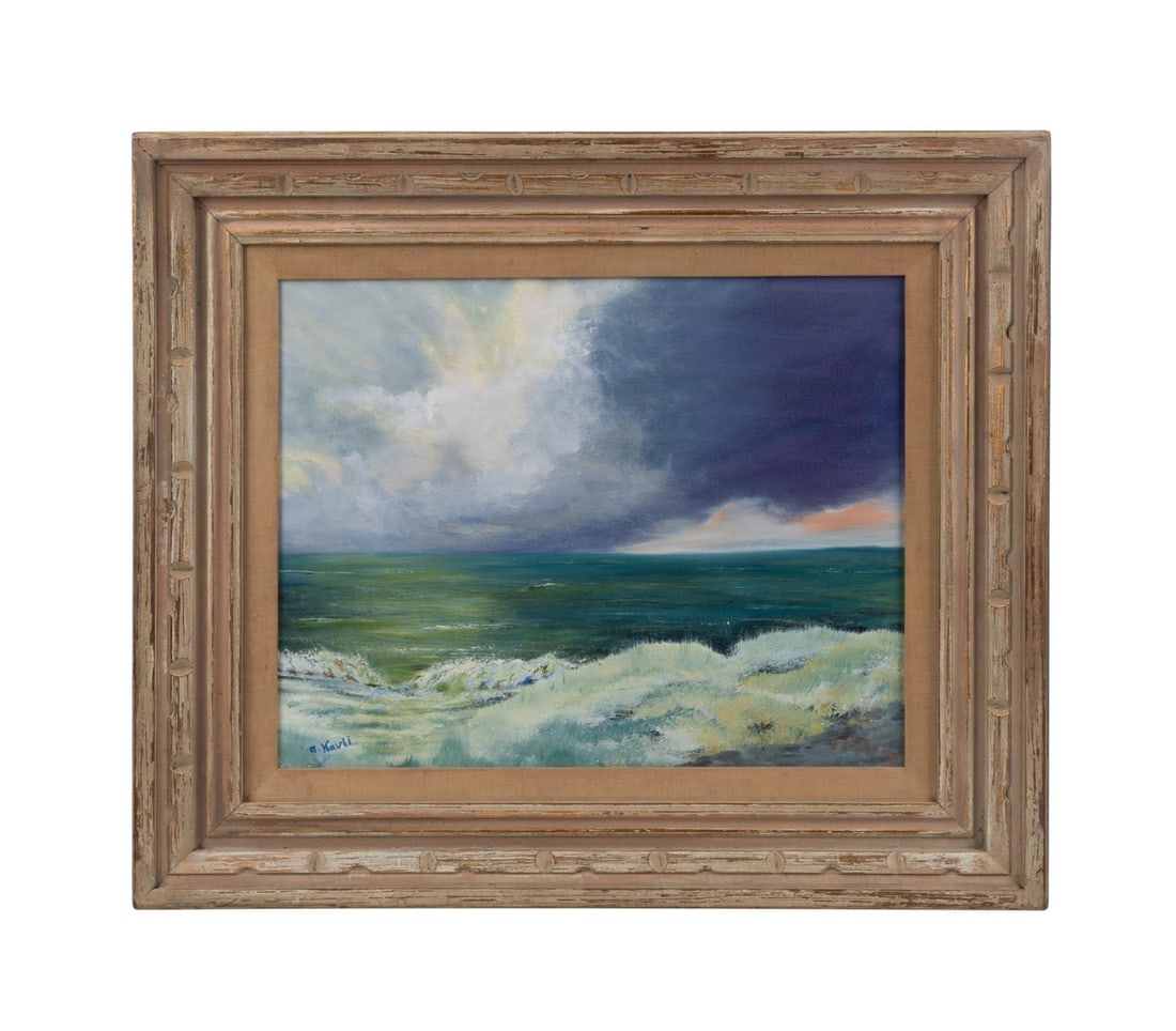 ARNE KAVLI MARITIME SCENE OIL ON CANVAS C. 1960 (1 of 5)