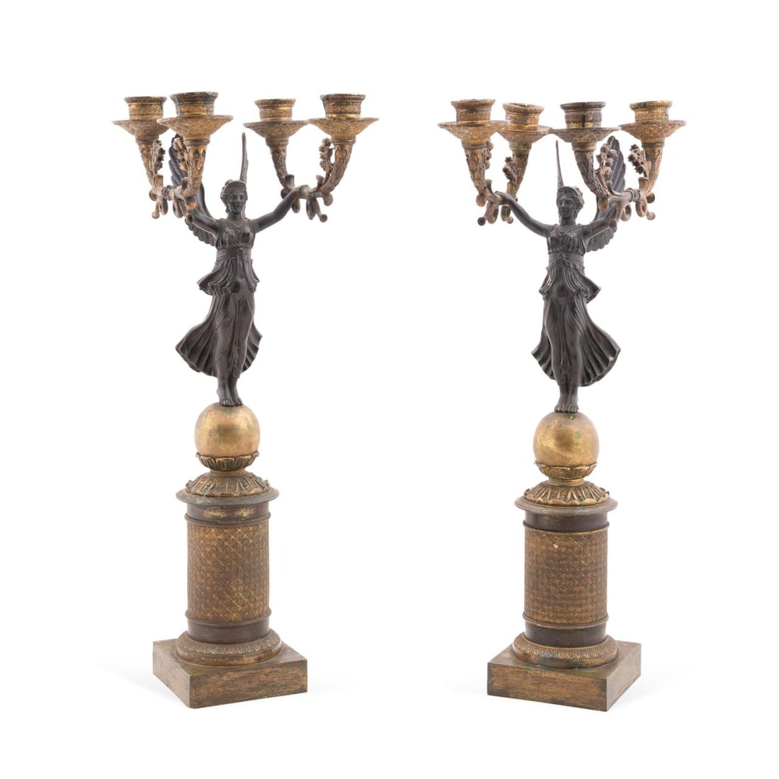 PAIR 19TH C. EMPIRE FIGURAL CANDELABRA (1 of 7)