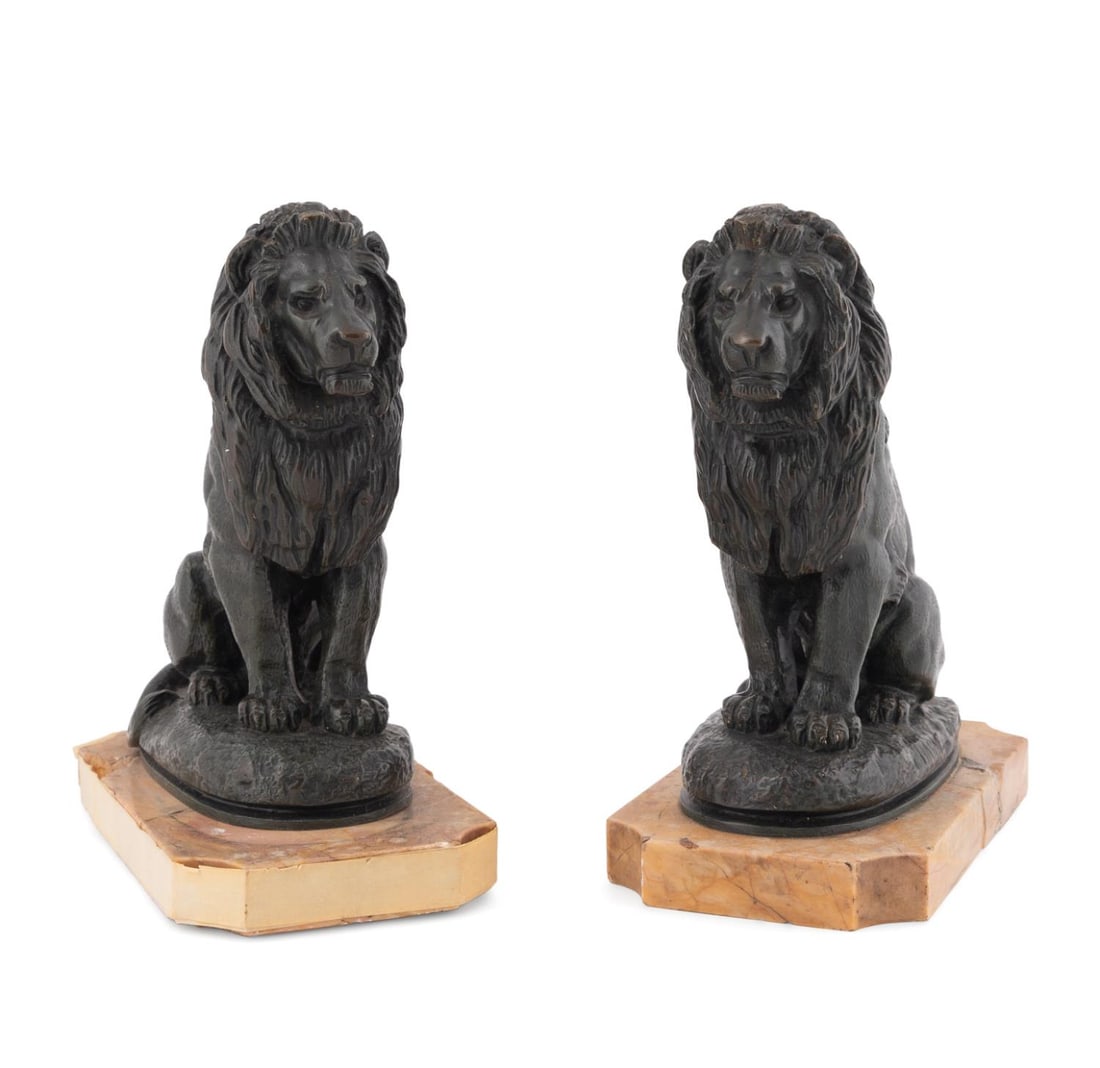 PR. ANTOINE-LOUIS BARYE SMALL SEATED BRONZE LIONS (1 of 7)