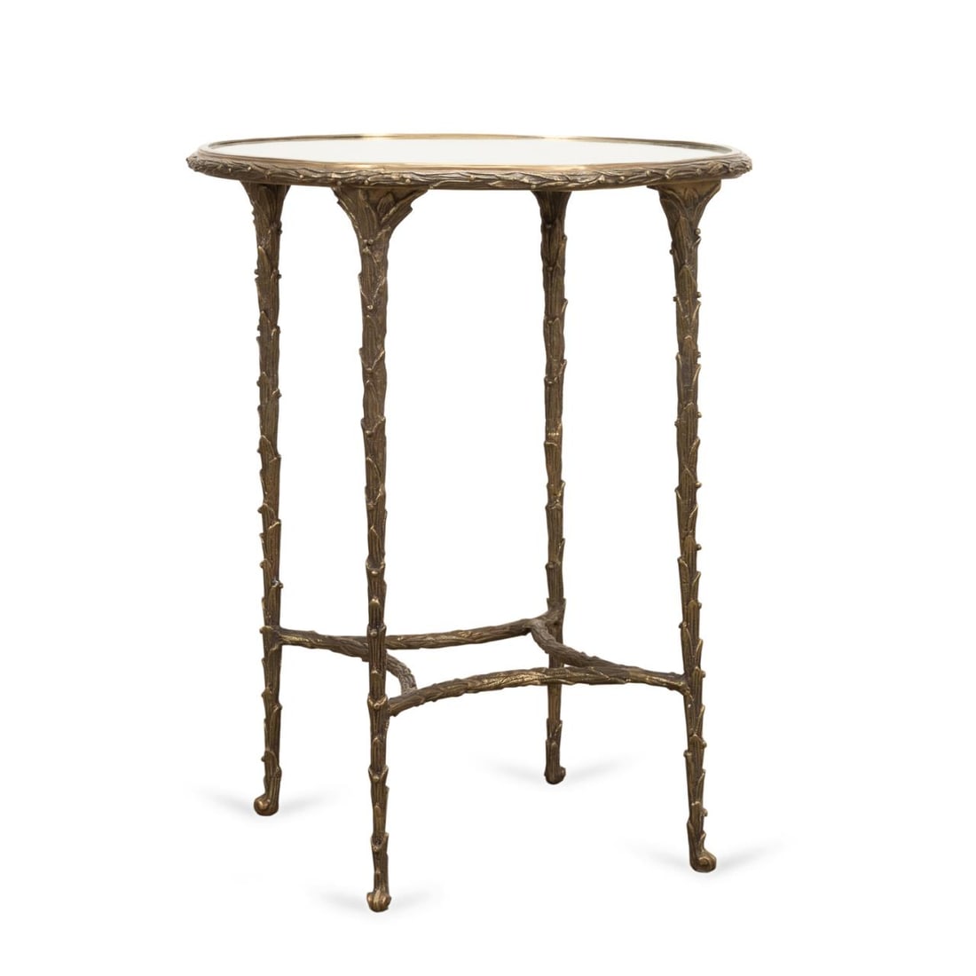 MAISON BAGUES STYLE MIRROR TOP BRONZE SIDE TABLE (1 of 6)