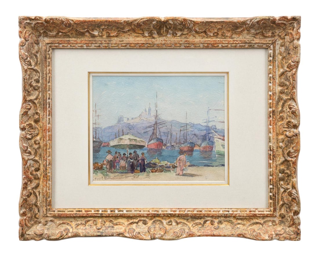 FRANK WILL, SAN TROPEZ HARBOR SCENE, WATERCOLOR (1 of 7)