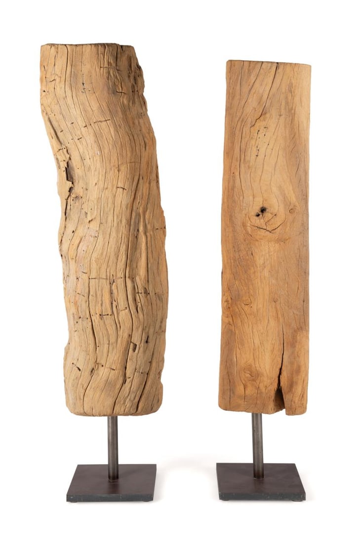 PAIR, AFRICAN CARVED WOOD OBLONG DRUMS ON STANDS: African. Two Nigerian Igbo people carved wood slit drum on stands, apparently unmarked. Approximate dimensions: lithograph h.15", w. 11"; frame h. 22", w. 18", d. 1".