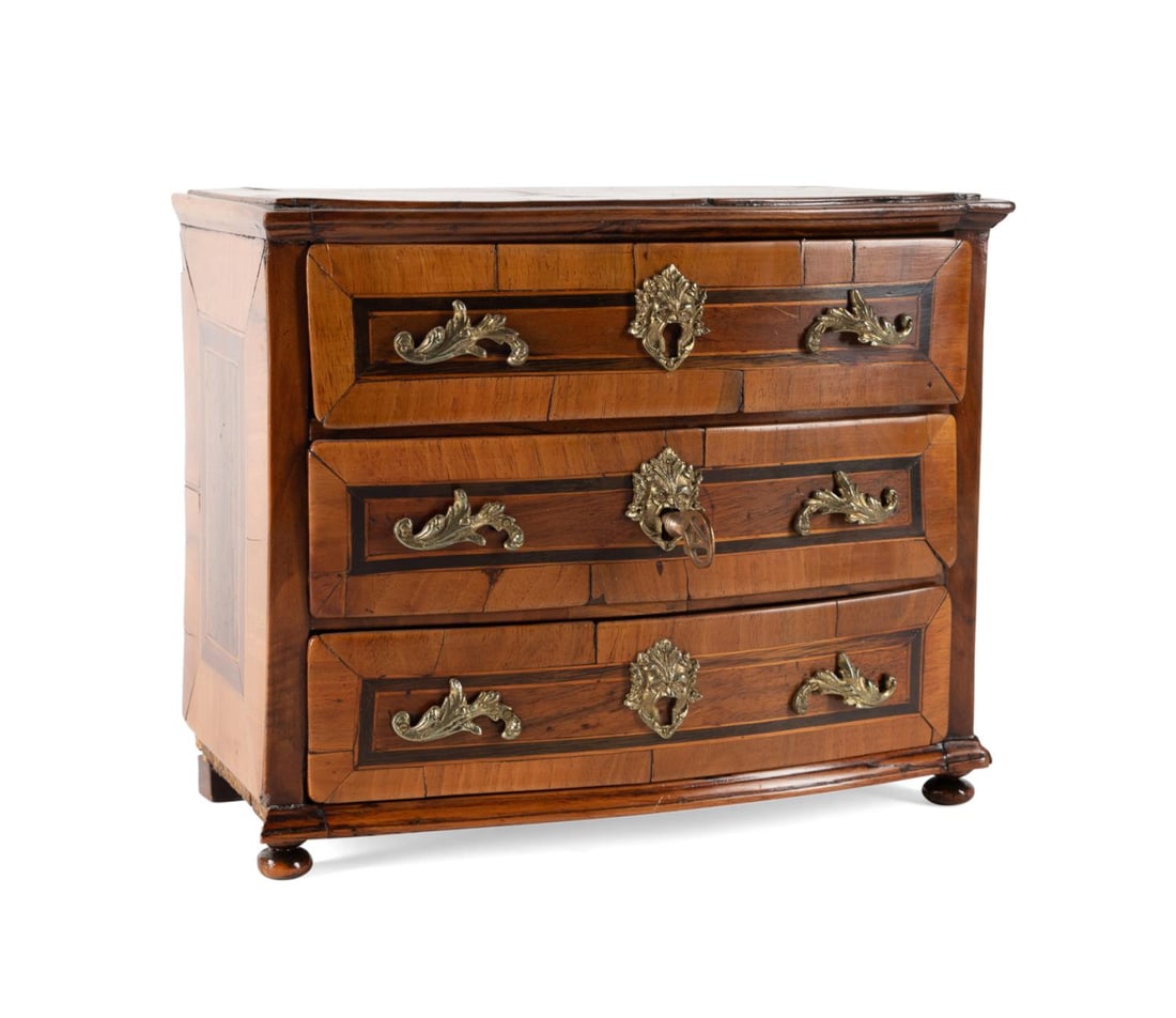 19TH C. CONTINENTAL MIXED WOOD MINIATURE COMMODE (1 of 6)