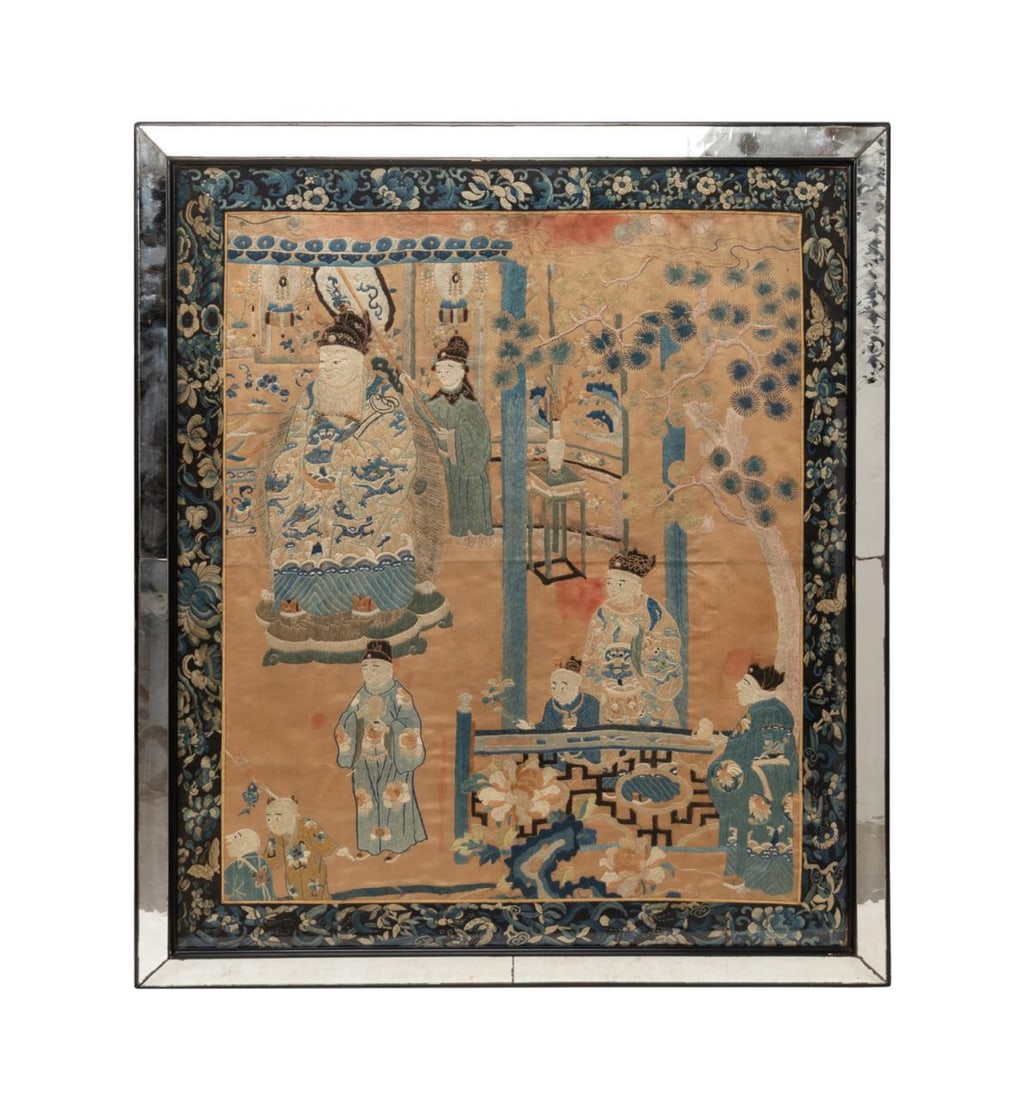 FRAMED CHINESE FIGURAL TEXTILE EMBROIDERY (1 of 4)