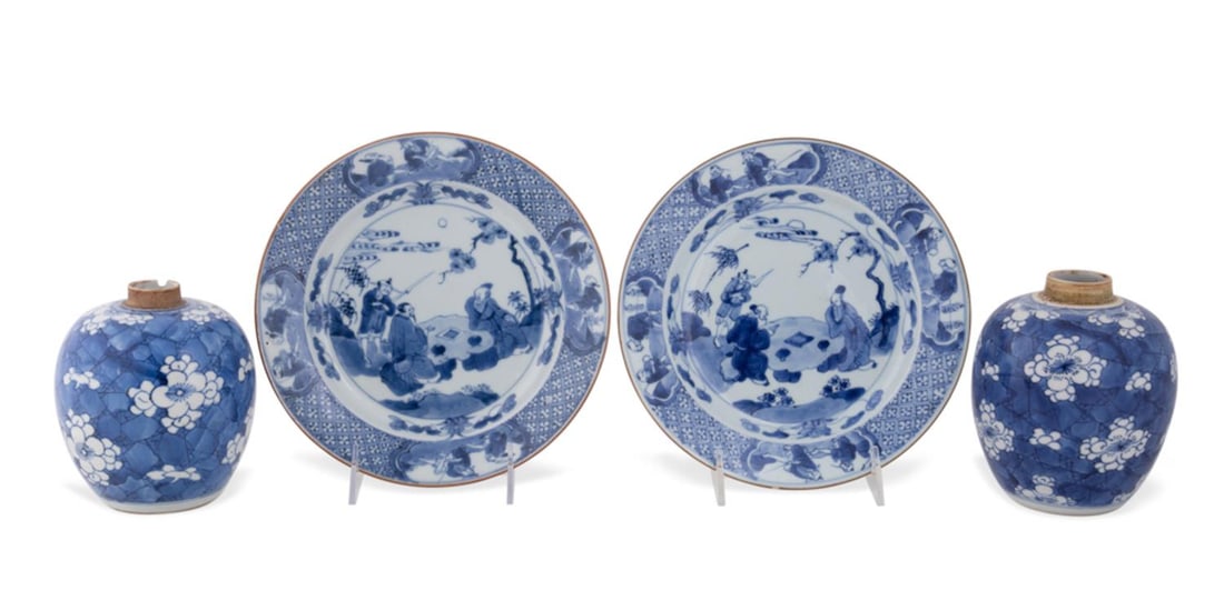 4PCS CHINESE BLUE AND WHITE GROUPING (1 of 11)