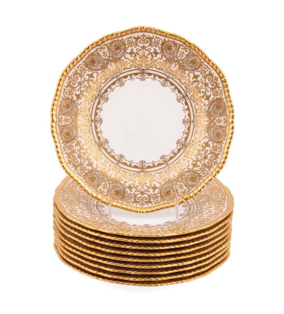 10PCS TIFFANY & CO. GILT ENCRUSTED DINNER PLATES (1 of 7)