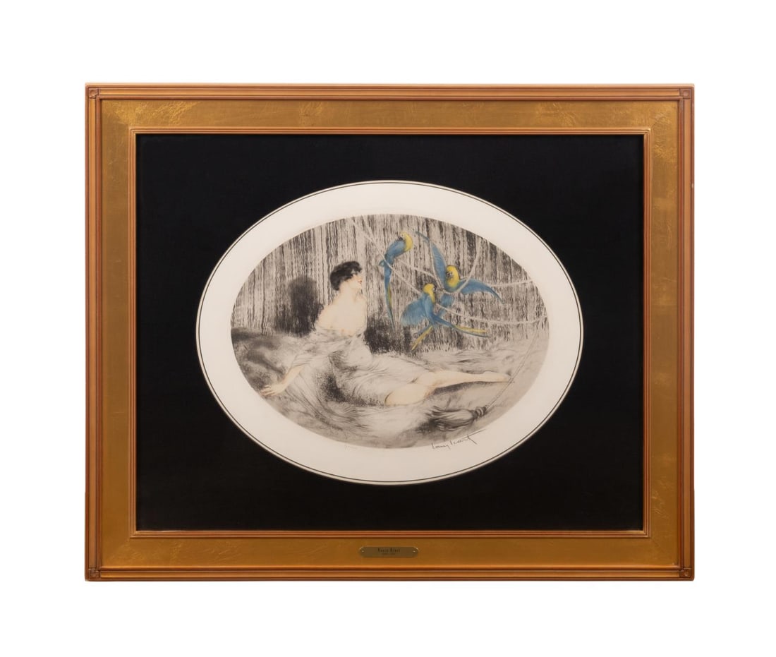 LOUIS ICART, 'PARROTS' FIGURAL ETCHING, 1925 (1 of 7)
