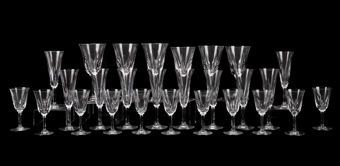 27 PIECE SET OF ST. LOUIS 'CERDAGNE' STEMWARE (1 of 14)