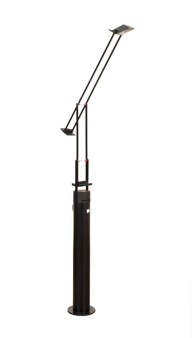 RICHARD SAPPER FOR ARTEMIDE 'TIZIO' FLOOR LAMP: Richard Sapper (German, 1932-2015) for Artemide. 'Tizio' articulated floor lamp, in black. Provenance: Private Collection of Charles Cella, Atlanta, GA. Approximate dimensions: h. 73.75", dia. 7".