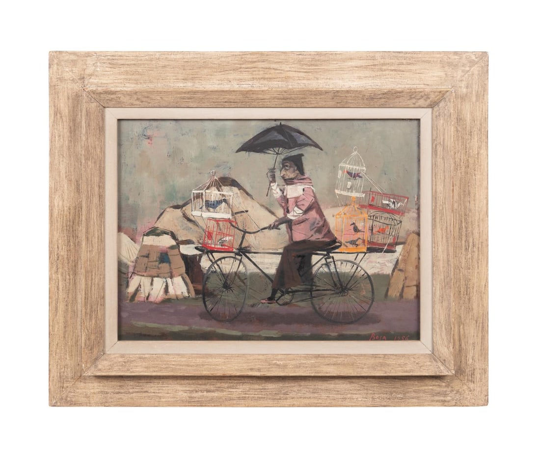 LOUIS BOSA, CYCLIST, OIL ON BOARD, 1956 (1 of 5)