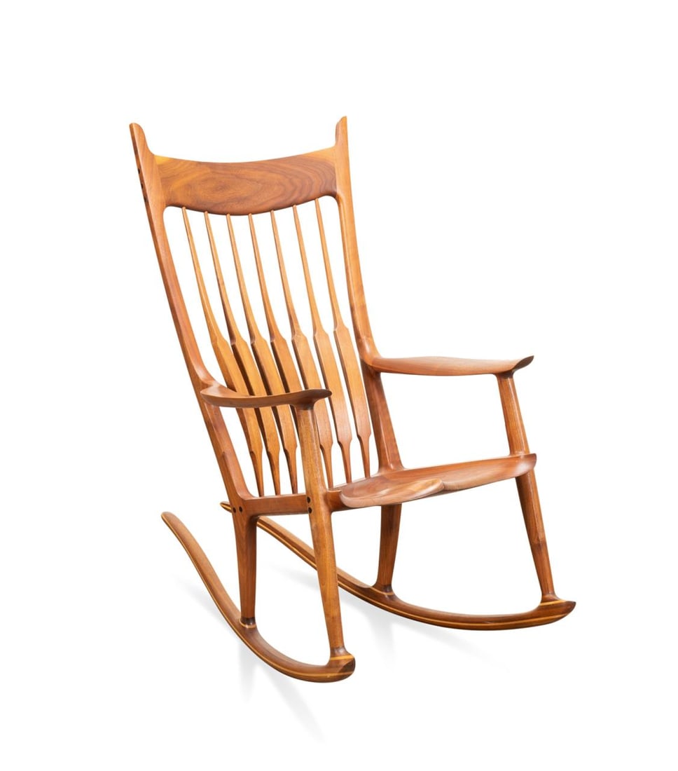 SAM MALOOF WALNUT ROCKER CHAIR, 1988 (1 of 10)