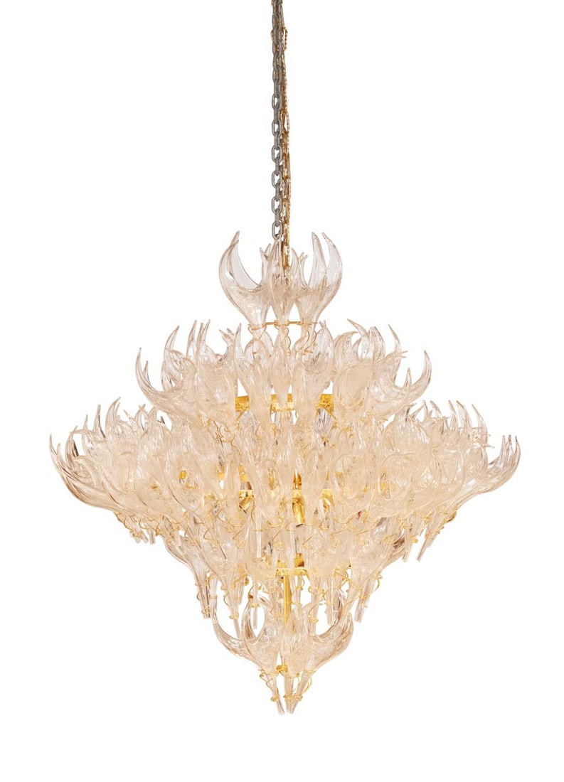 VINTAGE MAZZEGA MURANO GLASS 'FLAME' CHANDELIER (1 of 2)