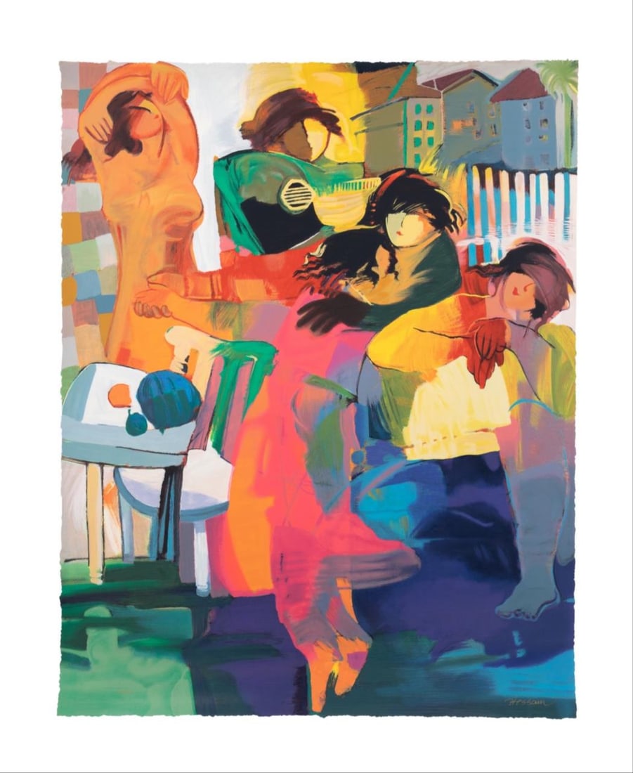 HESSAM ABRISHAMI 'SERENADE' UNFRAMED SERIGRAPH: Hessam Abrishami (Iranian / American b. 1951). 'Serenade', color serigraph on paper, gold ink signed to LR, numbered 144/295 to LL. Unframed. Provenance: From the Private Collection of Sarah Rodin, St