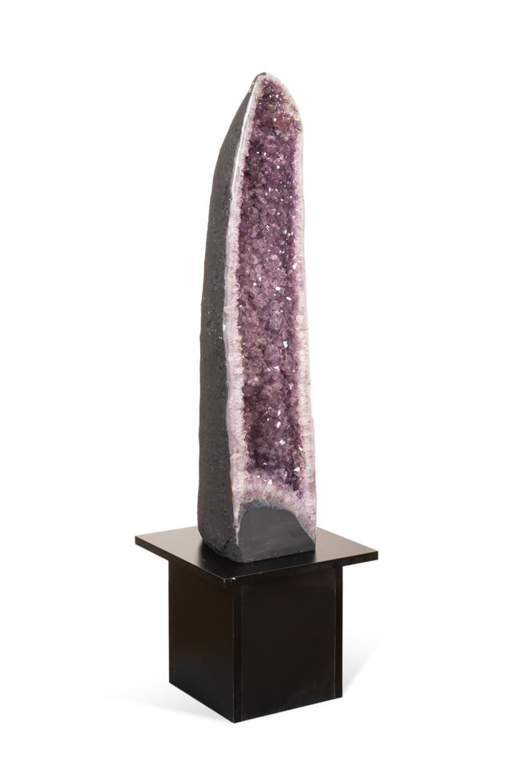 37" AMETHYST CATHEDRAL ON BLACK PEDESTAL (1 of 8)