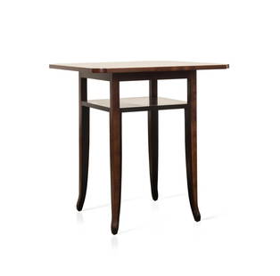SAARINEN FOR CHARLES PHIPPS & SONS, SIDE TABLE, #3: Eliel Saarinen (Finnish, 1873-1950) for Charles Phipps and Sons (American, founded 1962), circa 1980. Square two tier side table, raised on tapered legs with splayed feet, maker's plaque and no. 3 to