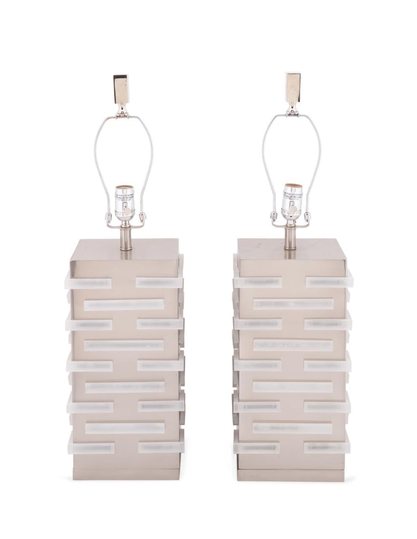 PAIR OF JOHN-RICHARD 'ACRYLIC BLOCK' TABLE LAMPS (1 of 6)