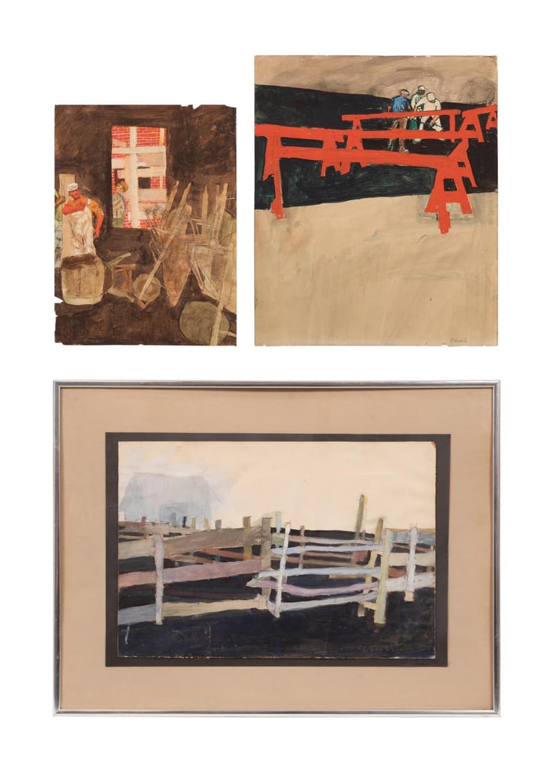 ROBERT WEAVER, 3 LANDSCAPE & FIGURAL WATERCOLORS (1 of 12)