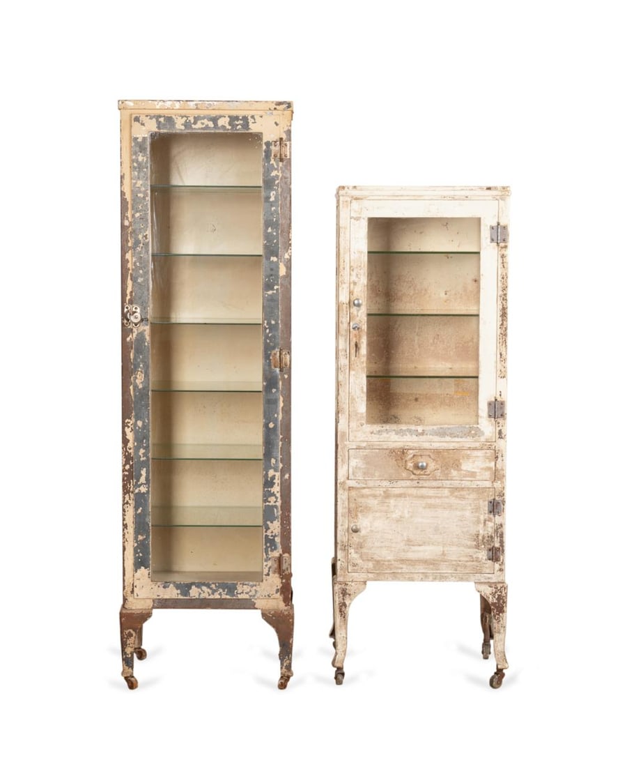 TWO MID-20TH CENTURY METAL MEDICAL CABINETS (1 of 5)