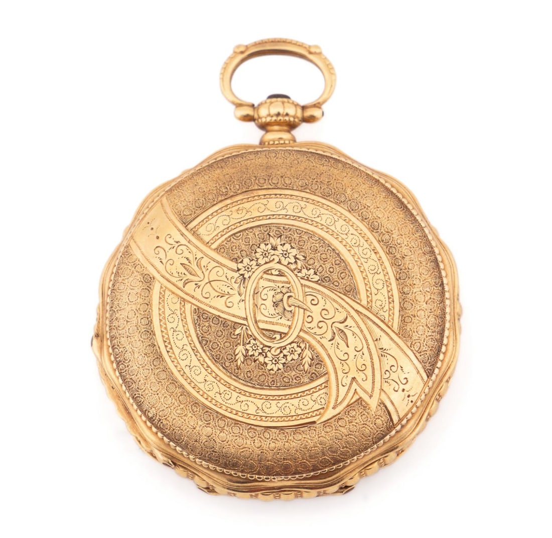 JAMES JAQUET 18K GOLD HUNTER CASED POCKET WATCH (1 of 8)