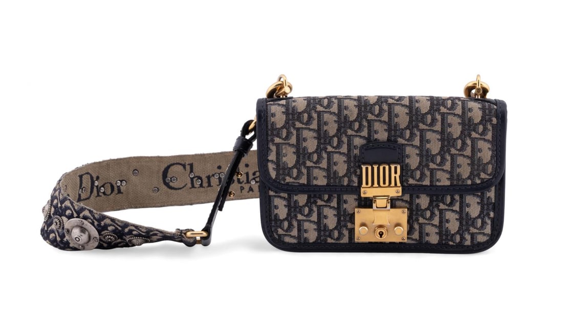 DIOR DIORADDICT BLUE OBLIQUE CANVAS FLAP BAG (1 of 10)