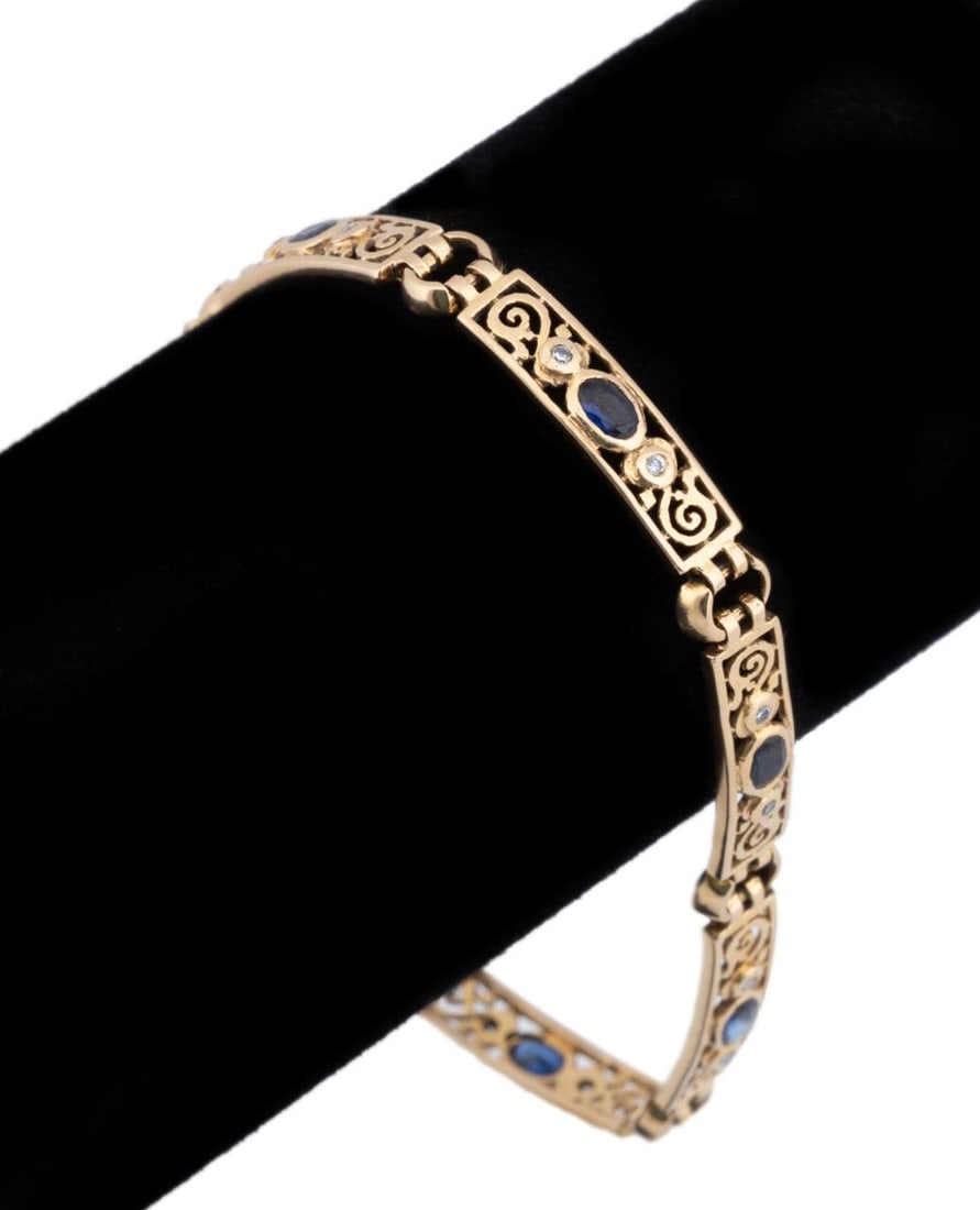 SAPPHIRE AND DIAMOND BRACELET 18K YELLOW GOLD (1 of 6)