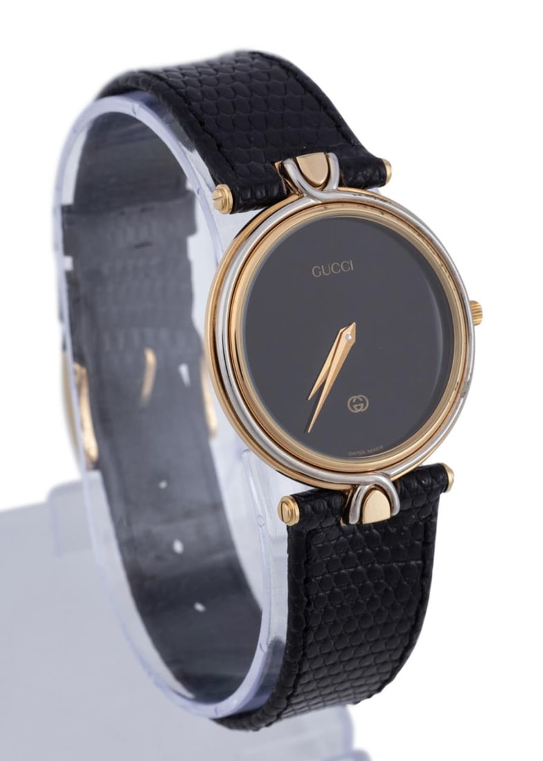 GUCCI 4500M BLACK AND 14K YELLOW GOLD WATCH (1 of 8)