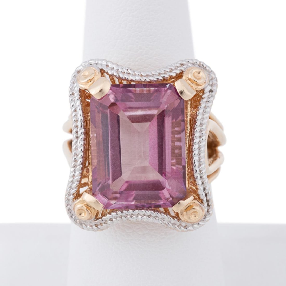 SYNTHETIC PINK TOPAZ RING 14K YELLOW GOLD (1 of 6)