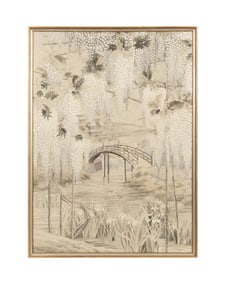 19TH CENTURY SILK EMBROIDERY LANDSCAPE PANEL
