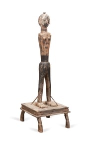 PRIMITIVE CARVED & POLYCHROMED FEMALE FIGURE