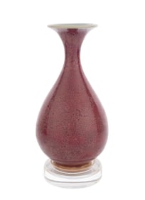 CHINESE SANG DE BOEUF GLAZE VASE WITH STAND