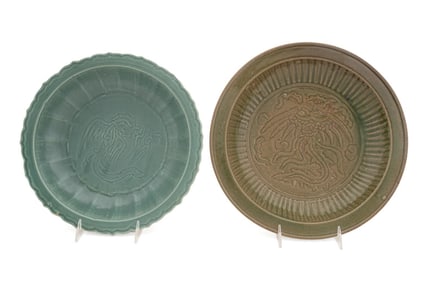 2PCS CHINESE CELADON GLAZED LARGE BOWLS