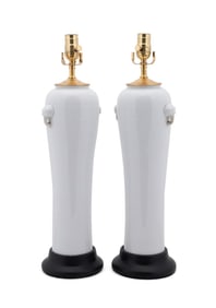 PAIR OF CHINESE WHITE GLAZE VASE LAMPS