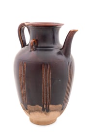 CHINESE BLACK AND BROWN HANDLED EWER