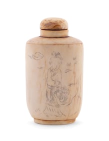 CHINESE TWO SIDED CARVED BONE SNUFF BOTTLE