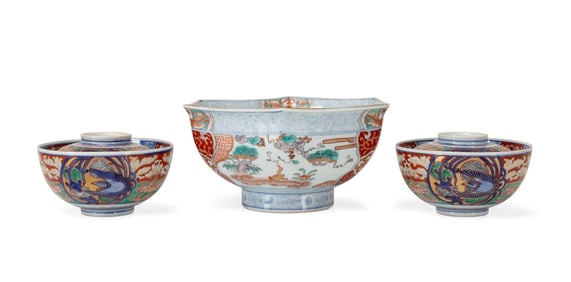 3PCS JAPANESE IMARI PORCELAIN TABLEWARE