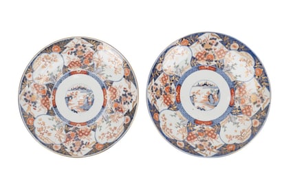 2PCS LARGE JAPANESE IMARI DECORATED CHARGERS