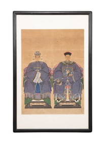 CHINESE ANCESTRAL PORTRAIT, ELDERLY COUPLE