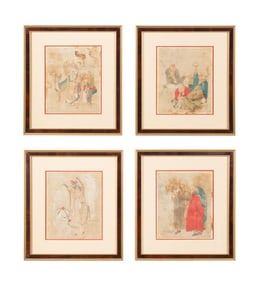 FOUR BUDDHIST INK DRAWINGS