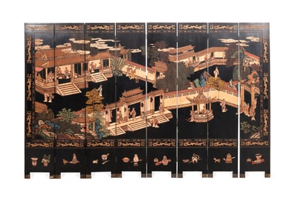 CHINESE EIGHT PANEL FLOOR SCREEN