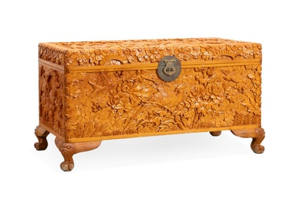 CHINESE CARVED CAMPHOR TRUNK