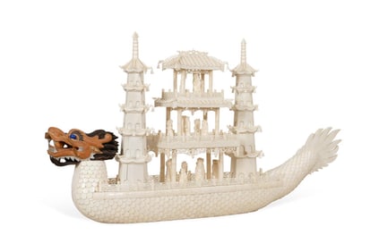 CHINESE MONUMENTAL BONE DRAGON BOAT